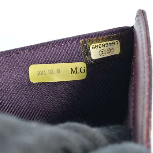 Auth Chanel Matelasse Coco Mark Lamb skin Wallet purse Purple France J2367AA606 - Picture 19 of 22