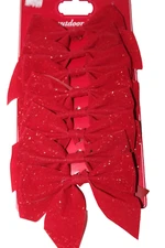 Trim A Home 8 Outdoor Indoor Red Sparkly Glittery Christmas Holiday Bows