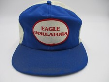 Vintage Eagle Insulators Trucker Hat Cap Blue White Snap Back Reynolds USA Made