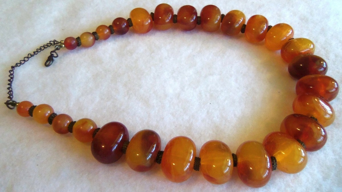 Antique Large Butterscotch Honey Amber Necklace tested Beautiful