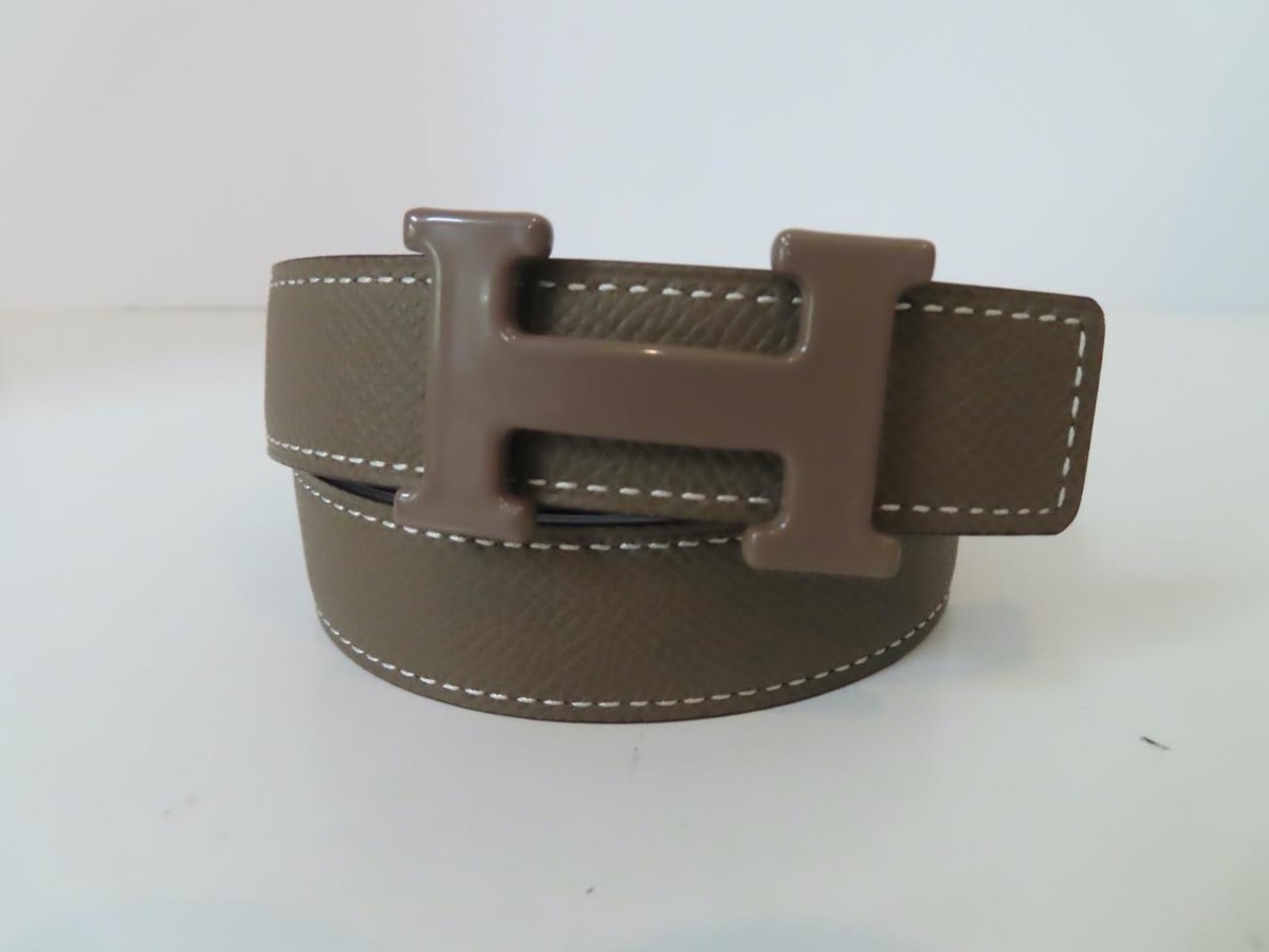 Brand new hermes H mini belt 24mm width HERMES Taupe/Natural 24mm Reversible Mini Constance H Belt  main image 2