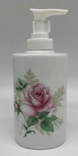Soap Dispenser - White Porcelain decorated w/ Roses - Imported