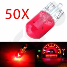 50X T10 W5W 168 194 Red Halogen Bulbs 12V 5W Instrument Cluster Odometer Lights