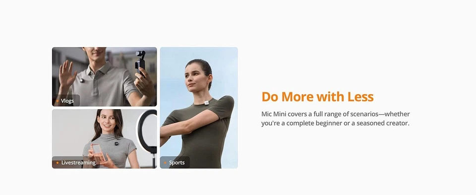 DJI Mic Mini,Ultralight Wireless Lavalier Microphone System Camera iPhone TX+RX - Image 3 of 4