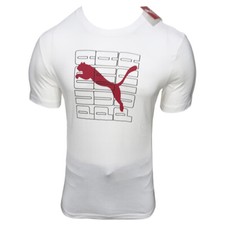 MSRP 38.99 NWT PUMA DIMENSIONAL BLOCK MENS WHITE CREW NECK SHORT SLEEVE T-SHIRT