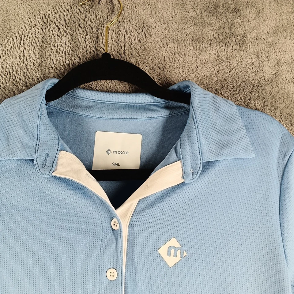 Polo de golf MOXIE para mujer talla PEQUEÑA (4-6) Henley pulóver tejido informal azul Foto 4 de 4