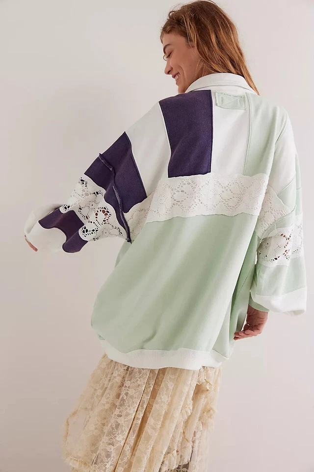 Пуловер поло Free People We The Free American Dream в полоску M новый без ценников 276609 - Изображение 4 из 4