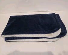 Pottery Barn Kids Blanket Navy Blue Security Stroller Blanket Zig Zag Stitch