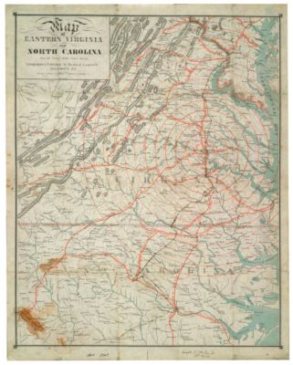 18'' x 24'' 1864 Map Of Eastern VA & North Carolina From The US Coast Survey