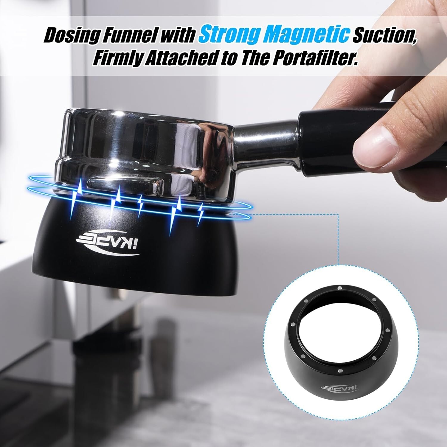 IKAPE Magnetic Dosing Funnel Set 53MM Espresso Dosing Ring V2 & Puck Screen Kit