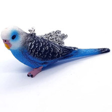 Unique BLUE BUDGIE NECKLACE bird PET handmade BUDGERIGAR large PENDANT gift