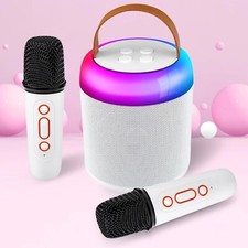 Aisuo Kids Karaoke Machine Bluetooth Speaker 2 Wireless Microphones White BoxQ