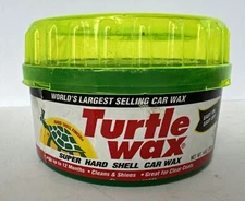 Turtle Wax Super Hard Shell Car Wax Old Vintage Neon Yellow Cap Opened No Sponge