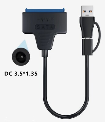 USB 3.0+C zu SATA III Kabel für 2.5'' 3.5'' Festplatte SDD HDD