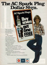 1977 Vintage Print Ad The AC Spark Plugs Dollar Sign GM Delco Buy Seven 7 Get 1