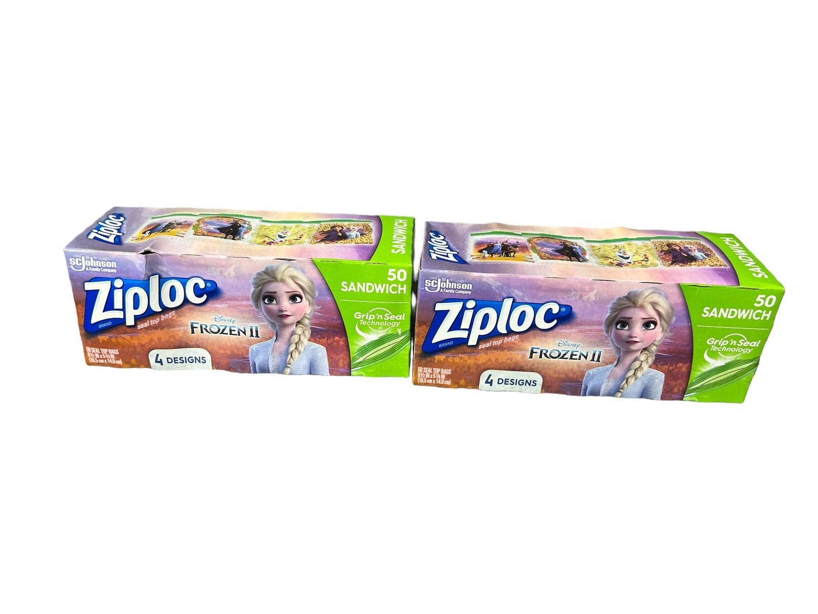 Disney Frozen II Ziploc Sandwich Bags 2 Boxes Of 50 Bags Each 4 Designs