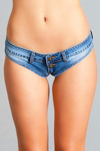 Medium Wash Low Rise Mini Denim Shorts 