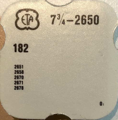 Mouvement ETA Cal. 2650 Réf.182 – Pièce Horlogère Vintage – Neuf Sans Boîte
