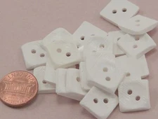 24 Square Concave White Plastic Sew-through 2-hole Buttons 9/16" 14.5mm 7082