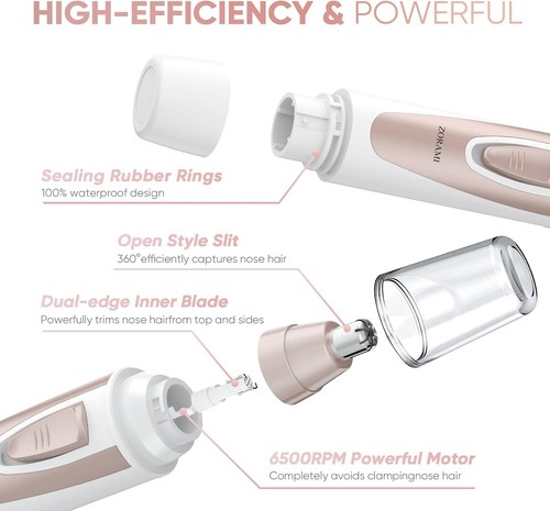 2024 Pink Ear and Nose Hair Trimmer - Painless & Professional Dual-Blade Care - Picture 6 of 8