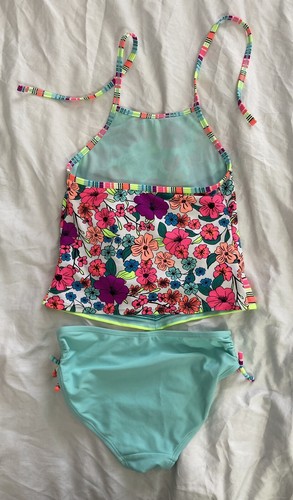 Kids SO Brand 2 Piece Bikini Swimsuit Bright Floral and Stripes Girl’s Size 12 - Picture 6 of 6