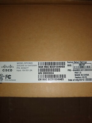Modem 281544664381 Wireless Dpc3825 Cisco 4038277 Router for sale
