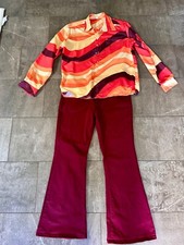 Retro 70's Disco Outfit Shirt, Bell-Bottoms, Wig, Sunglasses, Disco Necklace 