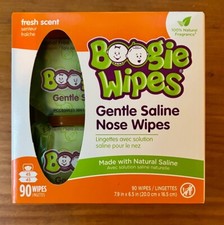 Boogie Wipes 2 Pks of 90, Fresh Scent W/ Natural Saline Stuffy Noses Wipes, NWT