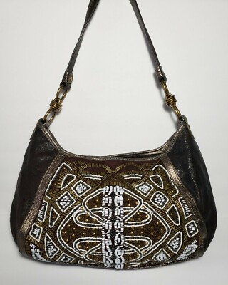 ISABELLA FIORE ART DECO ANNA EMBELLISHED EMBROIDERED  SHOULDER HANDBAG $695