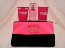  NWT Victoria's Secret PINK 4Pc Gift Set Mist, Lotion, Wash  Makeup Purse NICE