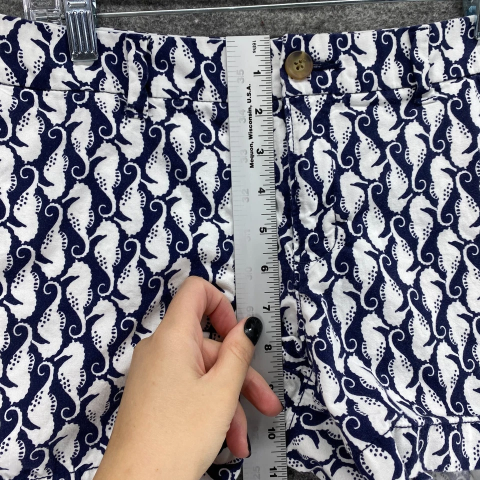 Old Navy Shorts Women 8 Blue Sea ​​Horse Print Mid Rise Chino Flat Front Cotton - Image 4 of 4