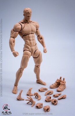 USA Wind Toys 1:12 Male Super Action Yellow Muscle Figure Body Model Toys Doll
