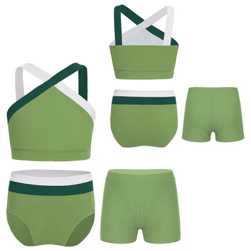Kids Girls Vest With Bottoms Cross Strap Swimsuit Play Tankini Water Park Gym - Picture 23 of 46