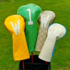 4 Colors Classic Golf Wood Head Covers PU Headcover Driver Fairway Woods Hybrid