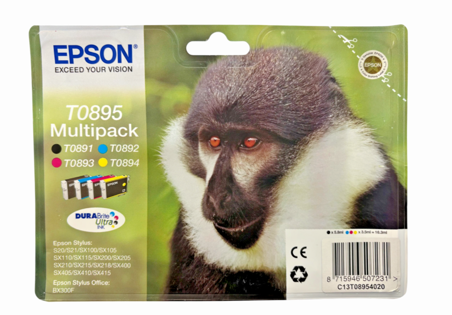 Epson T0895 Colour Multipack 4 Ink Cartridges | Black, Cyan, Magenta, Yellow