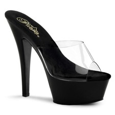Pleaser Kiss 201 6" Tacones Plataforma Talla 7 Negro/Clr
