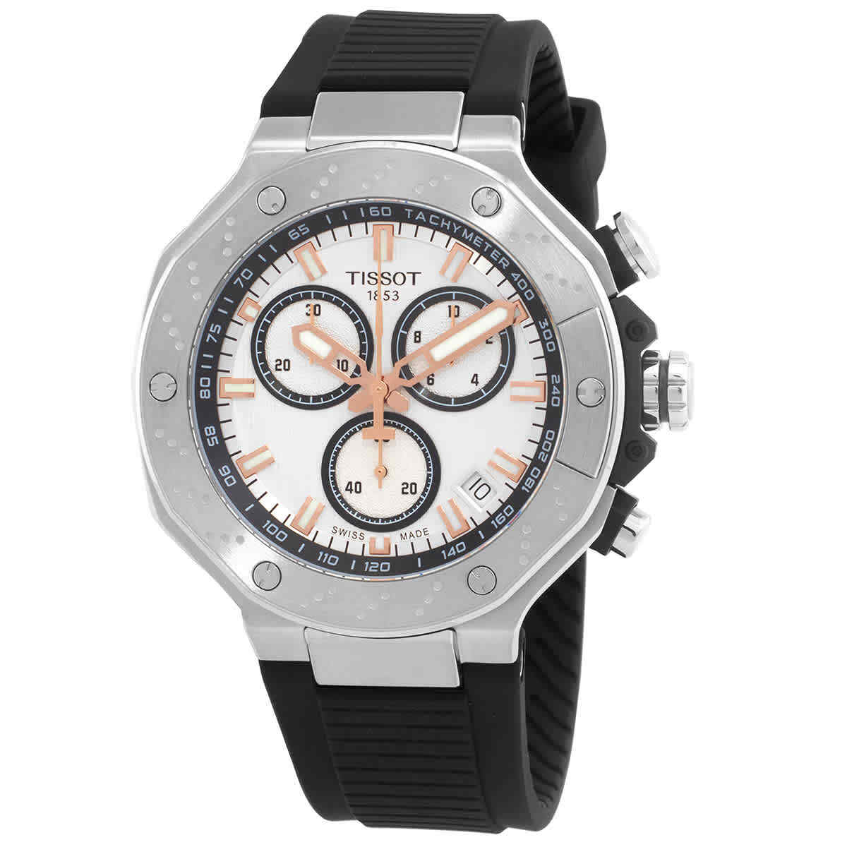 Мужские часы Tissot T-Race с хронографом и кварцевым белым циферблатом T141.417.17.011.00