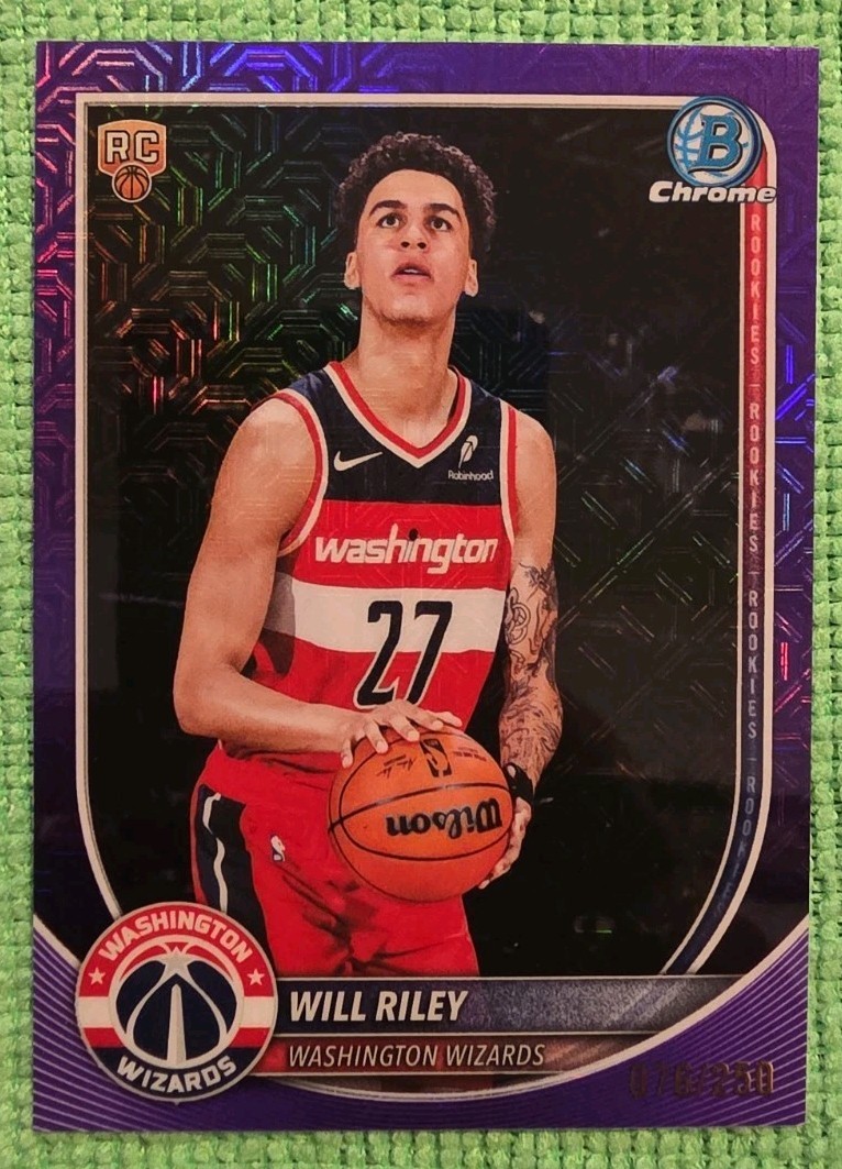 Will Riley 2025-26 Topps Chrome Bowman /250 Purple RC Wizards #BCV-21