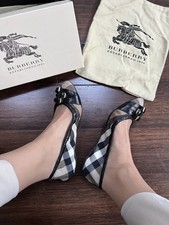 Burberry Ballerinas Kariert Braun Schwarz 38 NP265€ Mit Staubbeutel Box