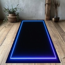 For Hallway Room Blue Neon Home Decor Area  Non Slip Runner Floor Washable Rug