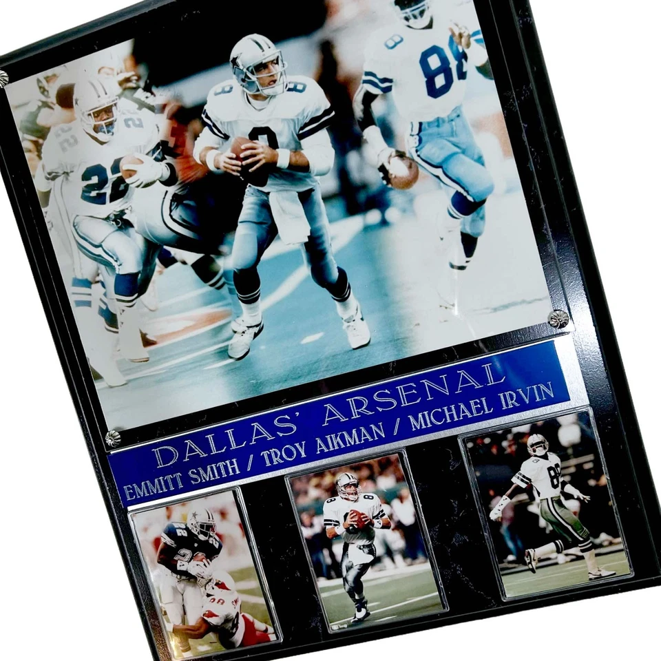 Placa fotográfica enmarcada Emmitt Smith Troy Aikman Michael Irvin Dallas Cowboys 15" Foto 4 de 4