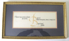 MICHAEL PODESTA Calligrafia, citazione di Goethe sull'audacia, incorniciata