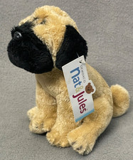 Peluche Demdaco Nat & Jules Pug Cachorro Perro Realista Sentado 6"" - Todas las etiquetas 2011