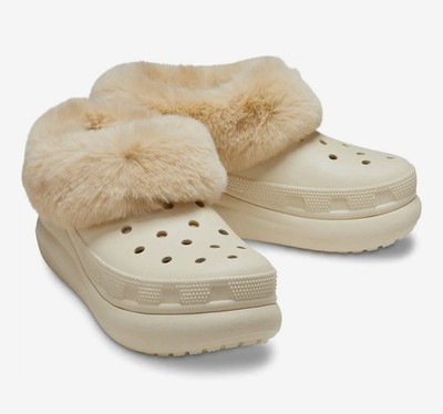 Crocs Furever Crush Faux Fur Lined Clog Bone Mens US 10  display picture 1