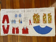 Rare UNCUT Vtg 1960s Barbie Clothing Fabric Panel SPORTSWEAR 11-12"Doll Cut Sew