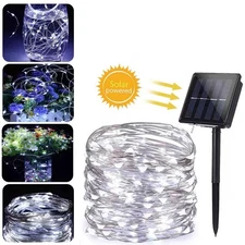 99FT Solar String Lights Outdoor Yard Fairy Light 300LED RGBW Copper Wire IP65