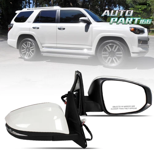 Right Side 9Pin Pearl White Mirror W/Letters on For Toyota 4runner 2014-2023