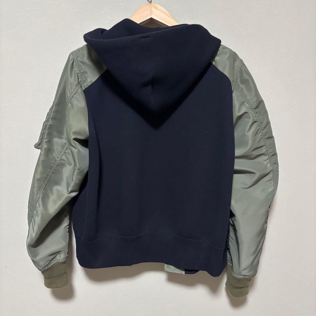 Sacai Different Material Switching Zip Parka Blou… - image 7