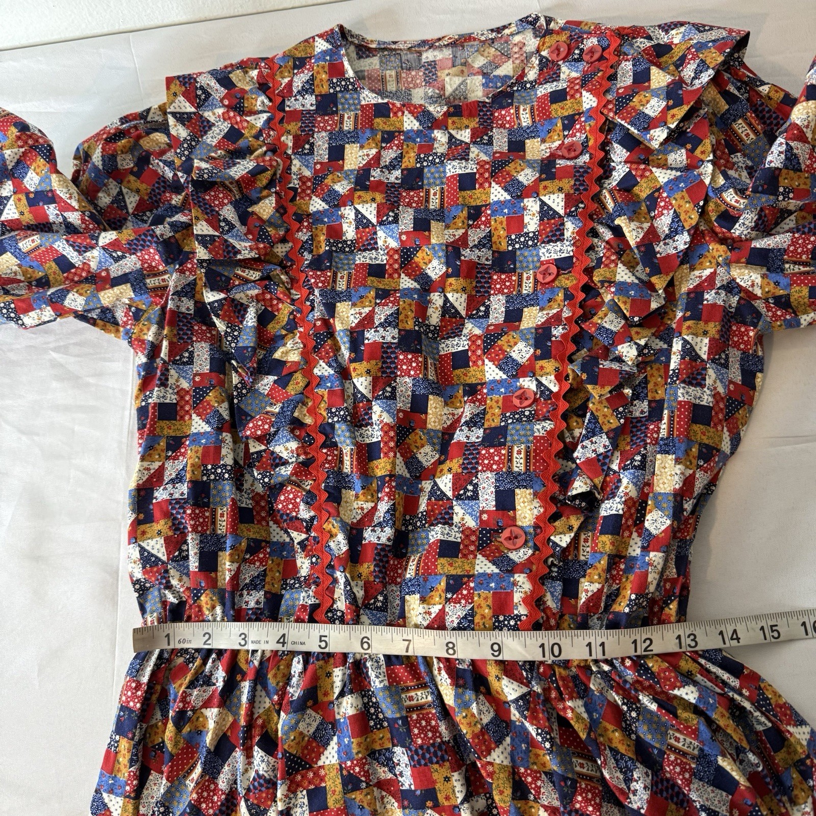 Retro Handmade Square Line Dancing Patchwork Prin… - image 8