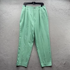 J. Peterman Women’s The Silk Glamour Pants Pleated Front Mint Green Size 12
